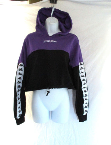 KAPPA LIKE NO OTHER URBAN STYLE Cropped Hoodie Sweatshirt Purple Black L