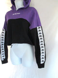 KAPPA LIKE NO OTHER URBAN STYLE Cropped Hoodie Sweatshirt Purple Black L