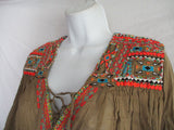 NWT NEW EMAMO Embroidered Beaded PUEBLA Floral Peasant Top Shirt Tunic Blouse S