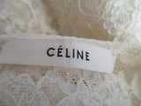 NWT New CELINE Pocket Short Sleeve Dress 38 CREME IVORY Lace