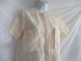 NWT New CELINE Pocket Short Sleeve Dress 38 CREME IVORY Lace