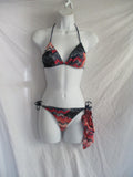 MISSONI ITALY Zigzag Bikini Swimsuit 42 BATHING SUIT w Bag Logo BLUE PINK WHITE GLITTER