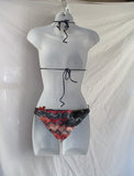 MISSONI ITALY Zigzag Bikini Swimsuit 42 BATHING SUIT w Bag Logo BLUE PINK WHITE GLITTER