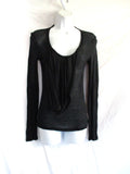 NEW HELMUT LANG ITALY Paneled Cotton Top  Blouse 38 BLACK