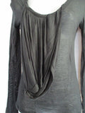 NEW HELMUT LANG ITALY Paneled Cotton Top  Blouse 38 BLACK