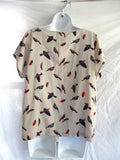 NWT NEW BIRD Top T-Shirt Blouse Colorful Beige 10 Sheer