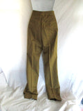 NEW DRIES VAN NOTEN KHAKI COTTON PAPER YARN RIBBED Pants Trousers 36 Pockets