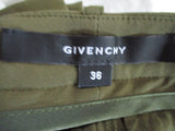 NEW GIVENCHY FRANCE 100% Silk Pegged Trouser Pant 36 OLIVE GREEN Zip