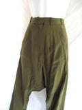 NEW GIVENCHY FRANCE 100% Silk Pegged Trouser Pant 36 OLIVE GREEN Zip