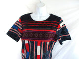 NEW Handmade TUNIC KAFTAN DASHIKI Ethnic Dress Batik stitched Colorful S RED WHITE BLUE