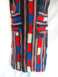 NEW Handmade TUNIC KAFTAN DASHIKI Ethnic Dress Batik stitched Colorful S RED WHITE BLUE