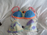 Set 2 TRIANGL Neoprene Summer BIKINI TOP Bathing Suit  L / XL NEON Tie-Dye