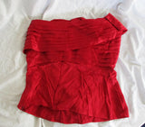 OSCAR DE LA RENTA SILK RUCHE TOP Sleeveless RED 6 Formal