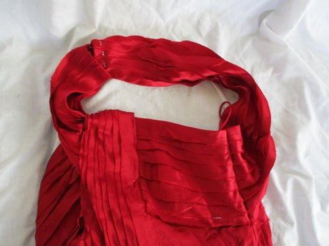 OSCAR DE LA RENTA SILK RUCHE TOP Sleeveless RED 6 Formal