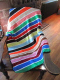 Handmade Crochet 1970s Style Blanket Throw Bedspread Cover Knit 60X53 Striped COLORFUL