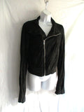 RICK OWENS OLMAR + MIRTA Lamb Leather moto jacket coat Vintage Fabric 10 BLACK