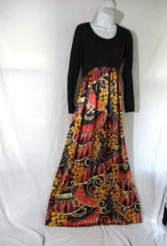 Vintage ILSE SMITH DALANI RUNWAY Maxi Dress Brown Black