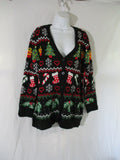 NEW NWT ABSOLUTELY FAMOUS Christmas Ugly Sweater Cardigan L Gift Candy Cane