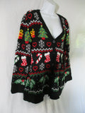 NEW NWT ABSOLUTELY FAMOUS Christmas Ugly Sweater Cardigan L Gift Candy Cane