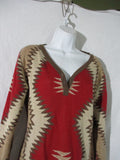 TOSHA POLIZZI Southwestern Ethnic Cowboy Geometric DRESS M RED BROWN BEIGE