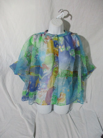 Vintage SAKS FIFTH AVENUE BLOUSE Silk Shirt Top M Floral Colorful