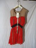 NWT New LANVIN PARIS Ruched Dress 36 /6 Jewel Encrusted CORAL PINK BEIGE Black