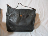 KATE SPADE NEW YORK leather satchel shoulder saddle bag BLACK POCKET purse