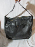 KATE SPADE NEW YORK leather satchel shoulder saddle bag BLACK POCKET purse