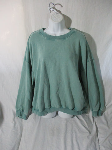 NEW FREE PEOPLE FP MOVEMENT PLAYBOOK TUNIC SWEATSHIRT L SEA GREEN TURQUOISE