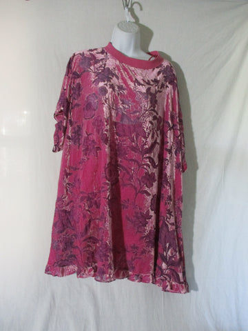 NWT NEW FREE PEOPLE FLORAL Tunic Shirt Top Dress XL MAGENTA COMBO Textured Velvet