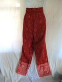 NEW SUNDANCE Drawstring Fringe Tassel Pant Floral Boho Festival Hippy L RED FLORAL