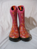 Kids Girls Youth BOGS RAINBOOT Floral Wellies Rain Snow Boots 1 PINK Puddle Jumpers