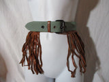 JILL STUART Suede Hippie Leather Fringe Renaissance Faire BELT Festival Fringe S BLUE BROWN