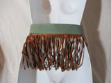 JILL STUART Suede Hippie Leather Fringe Renaissance Faire BELT Festival Fringe S BLUE BROWN