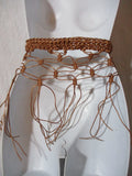 JILL STUART Adjustable Woven Macrame String BELT BROWN Hippie Festival