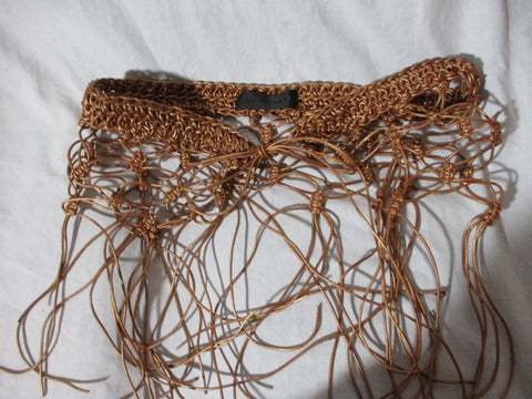 JILL STUART Adjustable Woven Macrame String BELT BROWN Hippie Festival