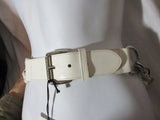 NWT JILL STUART Braid Rope Leather BELT WHITE ML Ring Loop Buckle