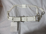 NWT JILL STUART Braid Rope Leather BELT WHITE ML Ring Loop Buckle