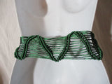 NEW JILL STUART Adjustable Woven Fringe String BELT GREEN