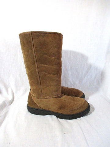 UGG AUSTRALIA 5340 TALL BRAID Suede BOOT Shoe CHESTNUT BROWN 11 Winter