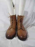 SAM EDELMAN LEATHER NINA Lace Up Victorian Style Ankle BOOT Booties Shoe BROWN 10