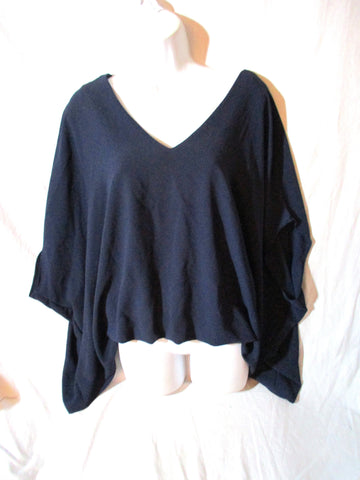 NEW BROOKLYN ROSE Asymmetrical TOP Shirt Blouse NAVY BLUE