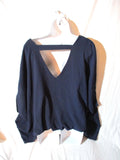 NEW BROOKLYN ROSE Asymmetrical TOP Shirt Blouse NAVY BLUE