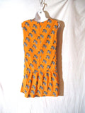 Vintage ZEBRA Sleeveless Leopard Animal Print Shift Dress S ORANGE BLACK