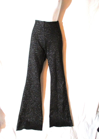 NEW ZARA Glitter Trouser PANTS Legging BLACK SILVER L