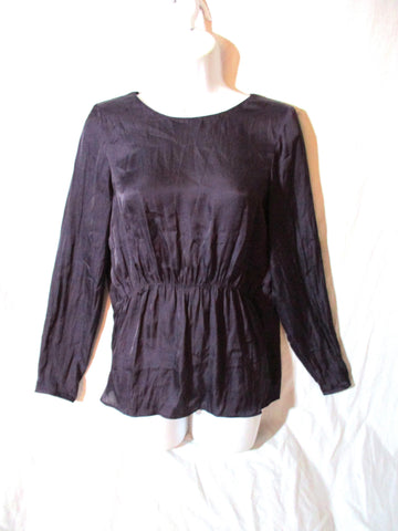 ZARA BASIC Eggplant Sheer TOP Shirt Blouse Purple S