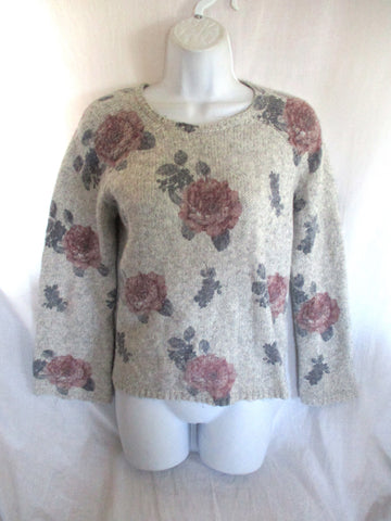 LUCKY BRAND FLORAL PULLOVER SWEATER JUMPER TOP S/P Cozy