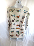 PAPER PLANE LONDON Cat Kitten Kitty Print Top Sweater Pullover Animal Print