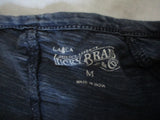 LUCKY BRAND COW SKULL Printed 3/4 Long Sleeve Tee Shirt Top M Blue T