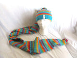 NEW LUMIWAU KNIT BODY LENGTH Hat Knit Cap Ski Snow Winter RAINBOW POMPOM